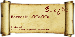 Bereczki Ádám névjegykártya